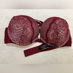 Elegant Lace Burgundy Bra Victorias’ secret